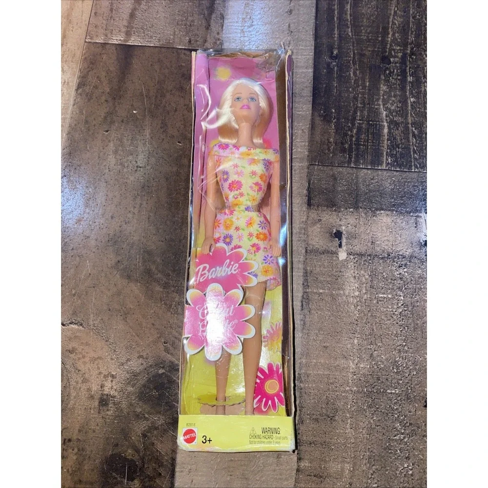 2002 Great Date Barbie Doll Blonde Floral Dress Mattel B2818 Vintage‎